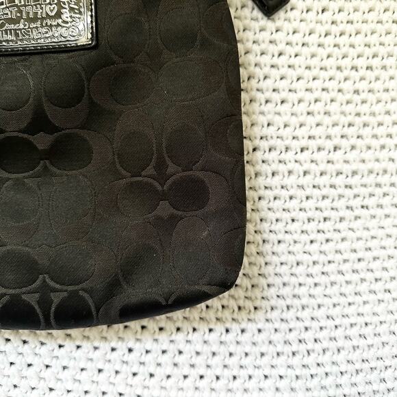 Coach Black Canvas Signature Poppy Patent Patch Small Slim Crossbody Bag - Picture 8 of 12